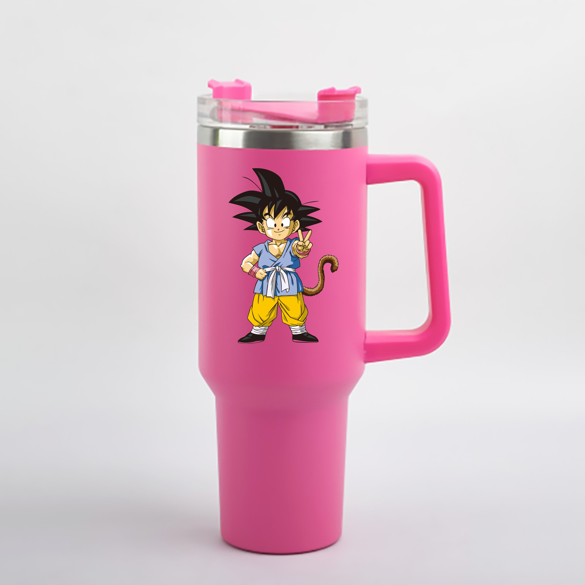 （画像用） ドラゴンボール 孫悟空（そん ごくう）Son Goku カカロット DRAGON BALL Kakarotto 1200mL車用タンブラー - クリスタルステッカー（プラスチックストロー付き）